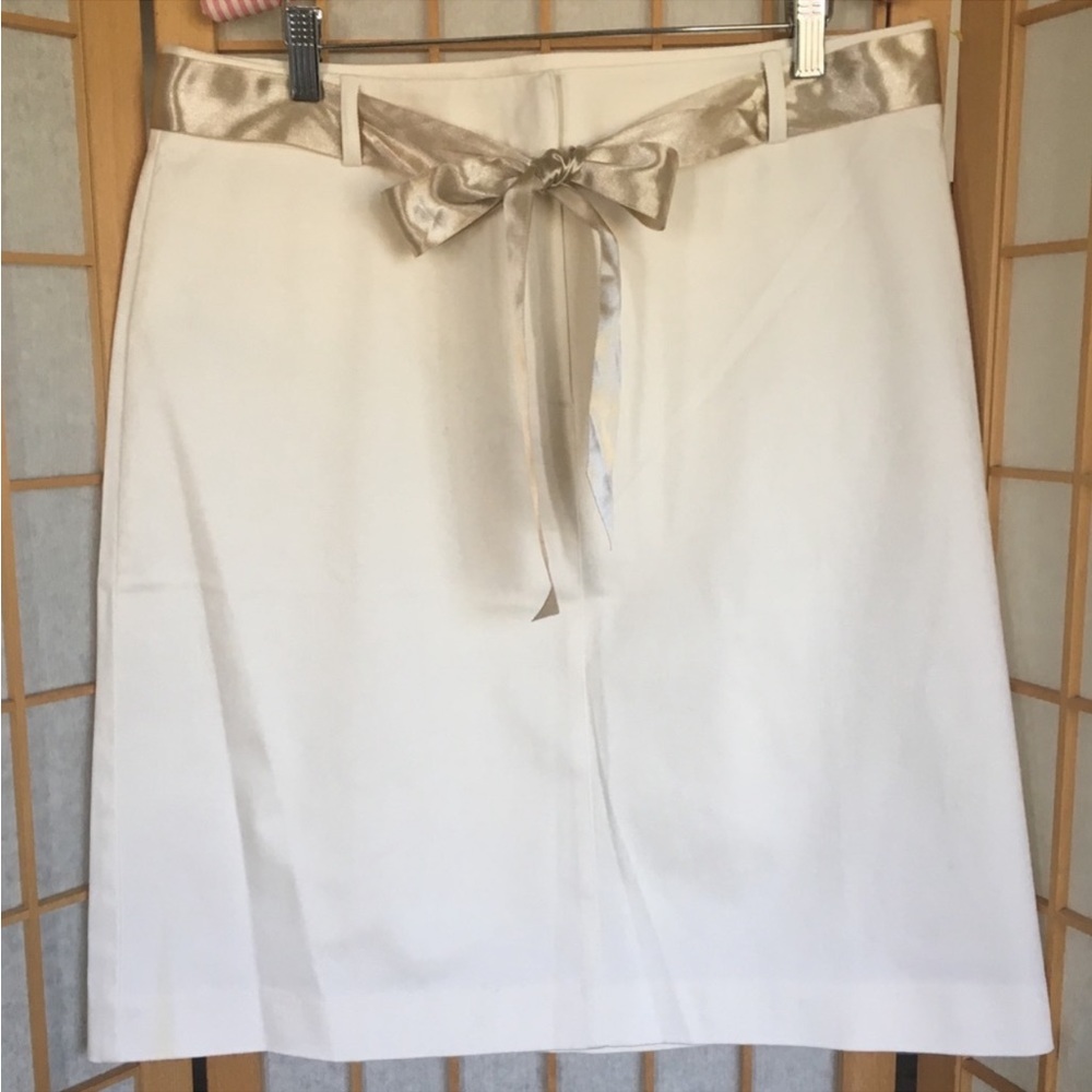 Ann Taylor Midi Cream Skirt SZ 14 NWT - Picture 2 of 8